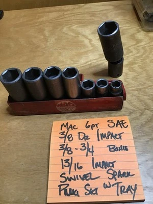 Mac tools 3/8 Dr SAE Deep Impact Socket Set w/Tray And Bonus - Image 1 of 4