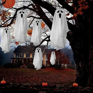 Halloween Decorations Outdoor Hanging Ghosts, 6Pcs Cute Hanging Light up Ghosts, - Picture 1 of 7