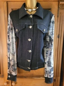 NWT Frank Lyman Trendy Navy Denim Jacket Size 10 - Picture 1 of 6