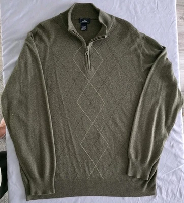 Suéter Dockers Para Hombres XXL Verde Argyle 1/4 Cremallera Cuello Simulado Pullover Foto 1 de 4