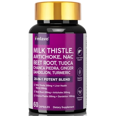 Liver Cleanse Detox Repair - 1416mg Milk Thistle Dandelion Support Supplement US - Image 1 of 4