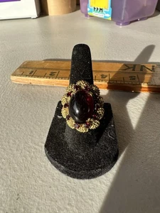 Anillo Ajustable Tono Oro Vintage Piedra Roja Granate? Talla 7 Hecho en Austria - Imagen 1 de 6