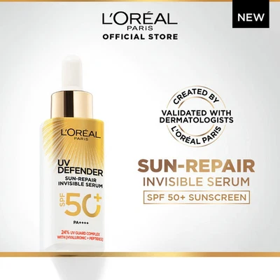 Loreal Paris UV Defender Sun Repair (2028) Sunscreen Invisible Serum SPF50+ 30ml - Image 1 of 4