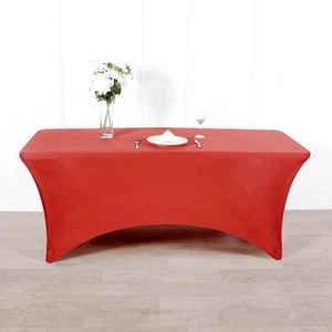 10 pcs 8 ft RECTANGLE SPANDEX STRETCH TABLE COVERS Fitted Tablecloths Catering - Picture 1 of 98