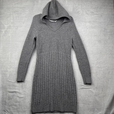 Athleta серый кабель трикотажа с капюшоном свитер платье шерсти мериноса женщин M - Изображение 1 из 4