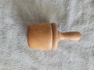 Antique Carved Wood Butter Pat Press Stamp Mold w/ Buckeye Flower Round Pattern - Picture 1 of 5