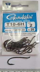 GAMAKATSU  Size:2 # T10-6H  " TRADITIONAL SALMON  WET "  QTY: 20  Fly Tying Hook