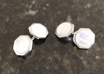 Gemelos octágonos madreperla vintage Art Deco para hombre Foto 1 de 4