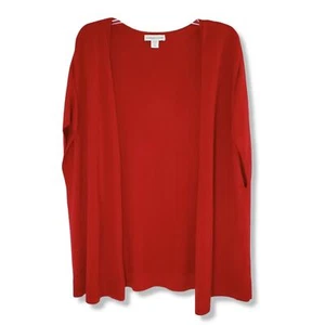 Coldwater Creek Red Merino Wool Blend Sleeveless Open Front Cardigan Size 1X 18 - Picture 1 of 5