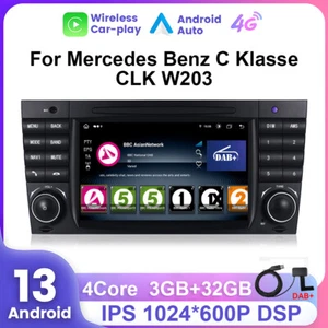 DAB+ Android 13 Autoradio CarPlay GPS BT Für Mercedes C/CLK/CLC Klasse W203 W209 - Bild 1 von 12