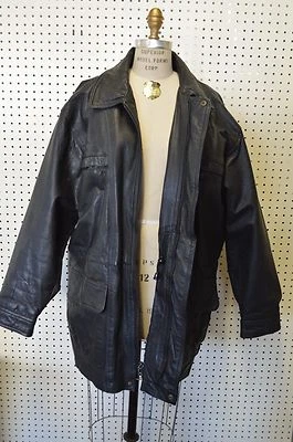 Chaqueta de Cuero Hombre Talla XL Negro Cuenca William BARRY Coche Abrigo De Colección  Foto 1 de 4
