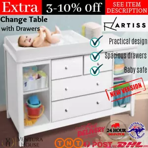 Artiss White Baby Chest Storage Dresser Wooden Change Table w/ Drawers Shelves - Picture 1 of 12