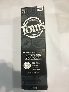 Tom's of Maine Charcoal AnticavityToothpaste Natural W/Fluoride Peppermint 10/24 - Picture 1 of 4
