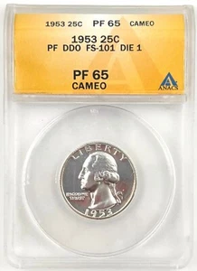 1953 PF65 Cameo PF DDO FS-101 Die 1 Anacs - Picture 1 of 2