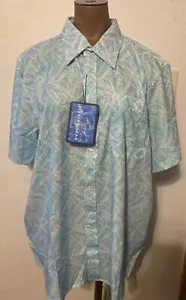 ANGLR Fishing Gear Hawaiihemd blau weiß Blätter Button Down L neu mit Etikett - Bild 1 von 11