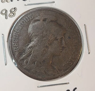 1898 VINTAGE ANTIQUE FRENCH FRANCE COIN 10 CENTIMES WORLD COIN - Image 1 of 4