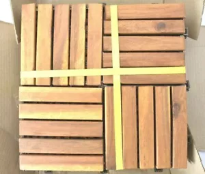 Interbuild Acacia DET02000 Hardwood Interlocking Patio Deck Tiles 10 Pack - Picture 1 of 6