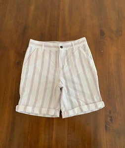 Janie and Jack Boys Size 12 / Striped Oxford Shorts, Adj waist, White, Navy, Red - Picture 1 of 4