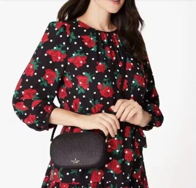 Новый с Ярлыками Kate Spade блестящий мерцающий овальный камеры сумка через плечо Дамская сумка черный блестящий - Изображение 1 из 4