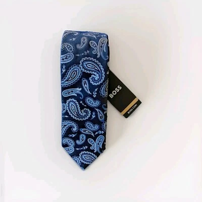 HUGO BOSS BLACK LABEL SILK PAISLEY  TIE BLACK/BLUE  MADE IN ITALY#50491332-NWT - Image 1 of 4