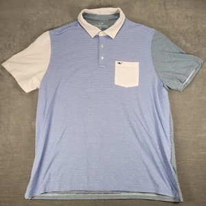 Camisa Polo Vineyard Vines Rayas Manga Corta Retazos Top Azul Rosa XL - Imagen 1 de 11