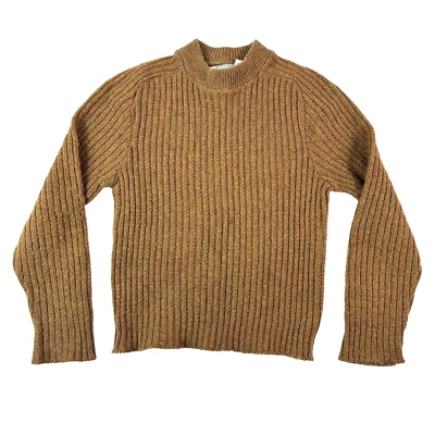 Vintage 60s Robert Bruce Youth Sweater Shetland Wool Mock Neck Pullover Brown 12 - Image 1 of 4