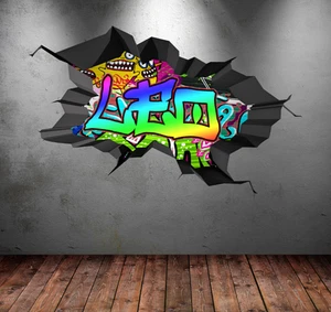 Graffiti Name Custom Personalized Vinyl Wall Sticker DIY Room Decor Kids - Picture 1 of 3