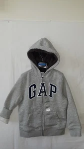 BabyGAP Boy Hoodie Fleece Sherpa Lining Warm Cozy Logo Zip GREY SIZE SMALCotton - Picture 1 of 6