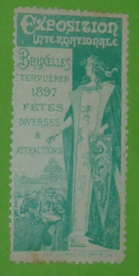 CINDERELLA TIMBRE 1897 BRUXELLES TERVUEREN BELGIQUE EXPOSITION INTERNATIONALE - Photo 1/2