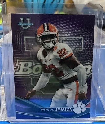 2022-23 Bowman's Best U - PURPLE Refractor #34 Trenton Simpson 097/250 (RC) - Image 1 of 2