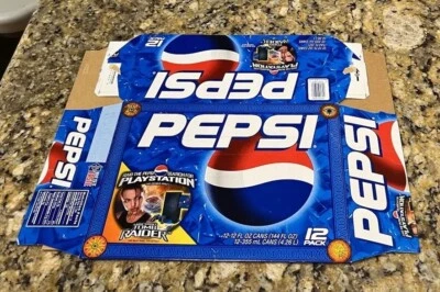 Vintage Pepsi Tomb Raider Carrier Cardboard Sign Playstation 2 Cola 12 Pack 2002 - Image 1 of 4