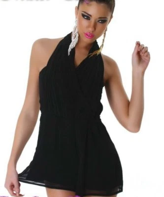 Sexy Damen Clubbing Shorty kurz Overall Hose Einteiler Jumpsuit 34 36 38 schwarz - Bild 1 von 4