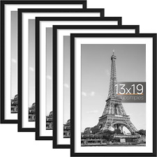 13X19 Picture Frame Set of 5, Display Pictures 11X17 with Mat or 13X19 without M