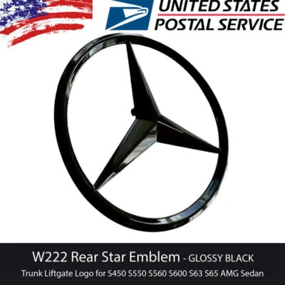 W222 S-Class Gloss Black Star Trunk Emblem AMG Rear Badge OEM A2228170016 - Imagem 1 de 4