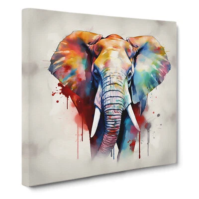 Elephant Abstract Art Canvas Wall Art Print Framed Picture Home Office Decor - Image 1 of 4
