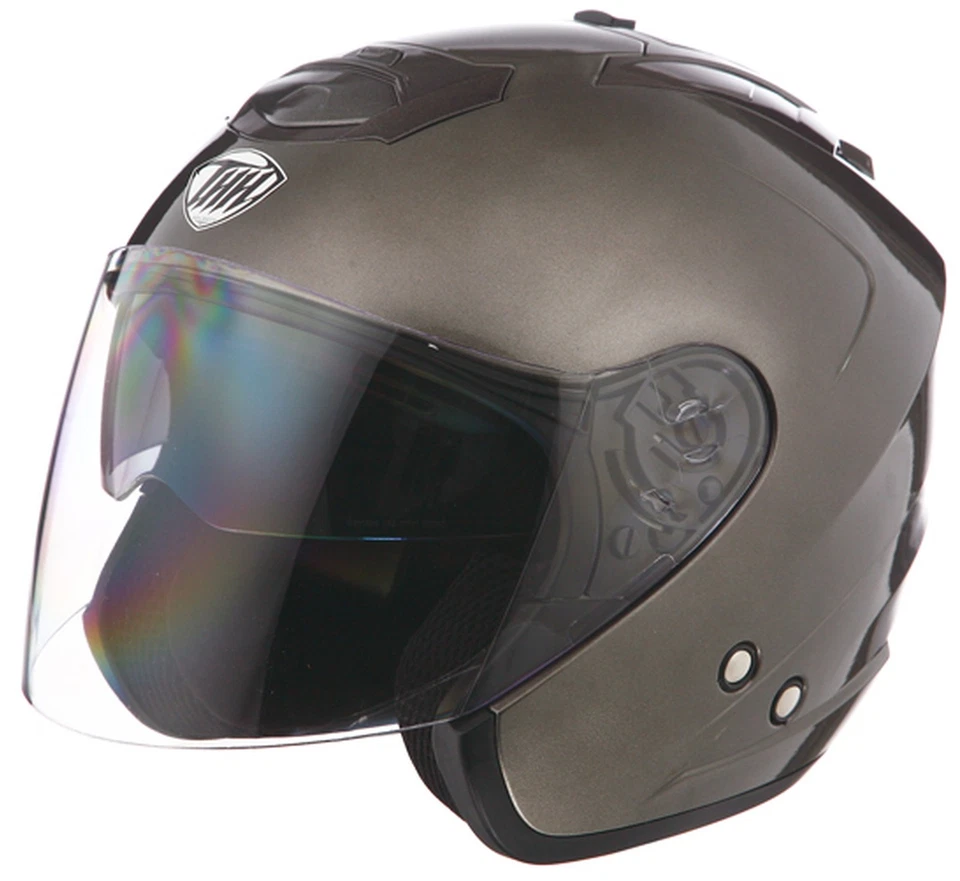 Casco de motocicleta THH T-386 cara abierta plateado oscuro Foto 1 de 1