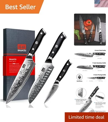 Elite 3-Piece Damascus Knife Set with Ergonomic G10 Handle - - Image 1 of 4