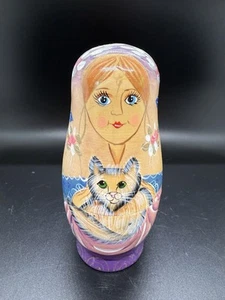 Handbemalte russische Holz verschachtelte Matroschka Babuschka Puppen 7 Stück - Bild 1 von 4