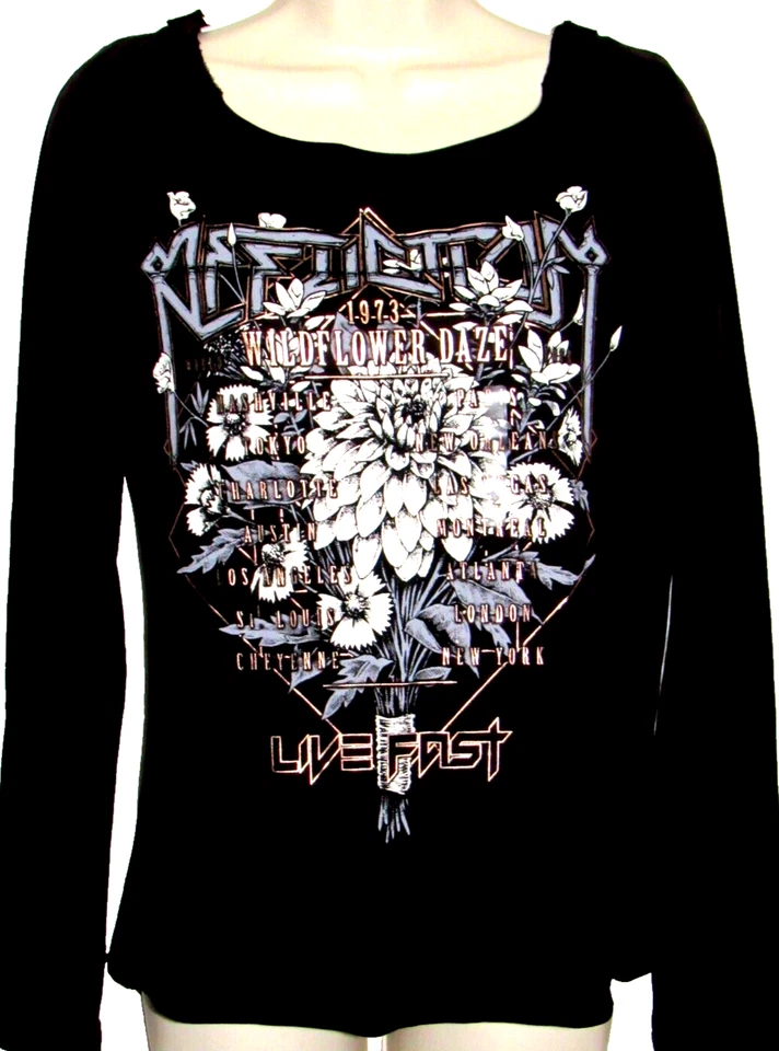 Affliction Graphic Wildflower Daze T-Shirt Long Sleeve Distressed Y2K XS