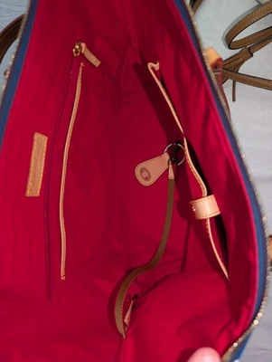 Bolso de Mano Dooney & Bourke Chevron Mujer Azul Blanco Cremallera Top Foto 1 de 4