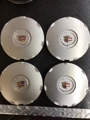 2008-2009 Cadillac SRX Silver Center Wheel Caps OEM 9597373 Mold 376 set of 4 - Image 1 of 4