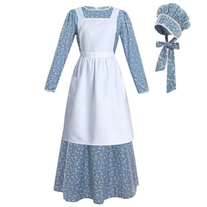 Robe Prairie Femme Robe Pionnière Déguisement Colonial Femme Amish Ancienne... - Photo 1/6