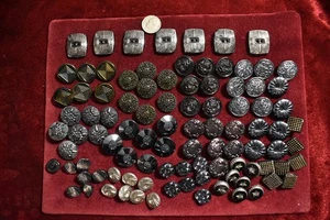 90 pcs LOT OLD CZECH RARE Gold  VINTAGE GLASS BUTTONS 1930´s ART-DECO - Picture 1 of 2