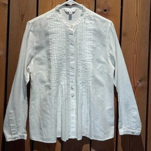 Cabi weiße Biesen Bluse M Langarm Button Down Hemd minimalistisch Cottagecore - Bild 1 von 9