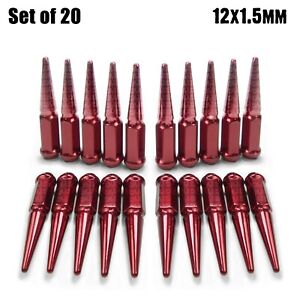 20pc  - 4.5" Spike Lug Nuts 12x1.5 fit Sonoma S15 Jimmy GTO Firebird G5 RED 5RD3
