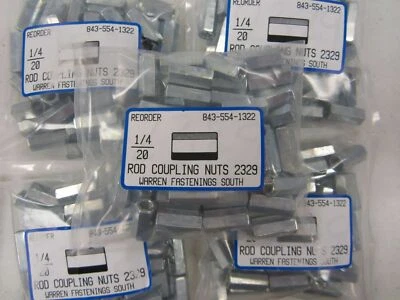 WARREN FASTENINGS SOUTH 250 Hex Rod Couplings 1/4-20 Threaded Rod Connectors Zinc
