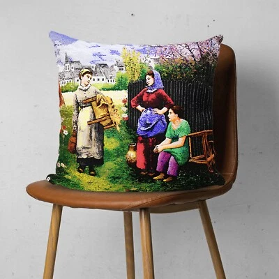 Farmers Decor Pillow Cover, Housewarming Decorative Gobelin Tapestry Pillow Case - Image 1 of 4