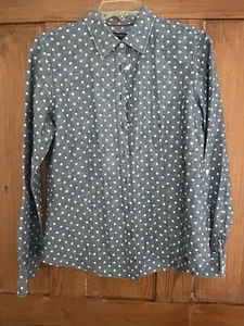 Camicia Talbots blu bianca a pois libellula LS taglia 6 - Foto 1 di 7
