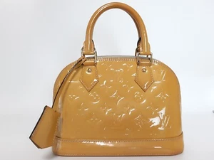 Louis Vuitton Monogram Vernis Alma BB 2Way Shoulder Hand Bag Yellow Strap CA2174 - Picture 1 of 23
