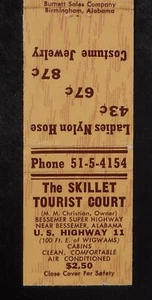 Manguera de nailon para damas The Skillet Tourist Court década de 1940 M. M. Christian Bessemer AL MB - Imagen 1 de 2